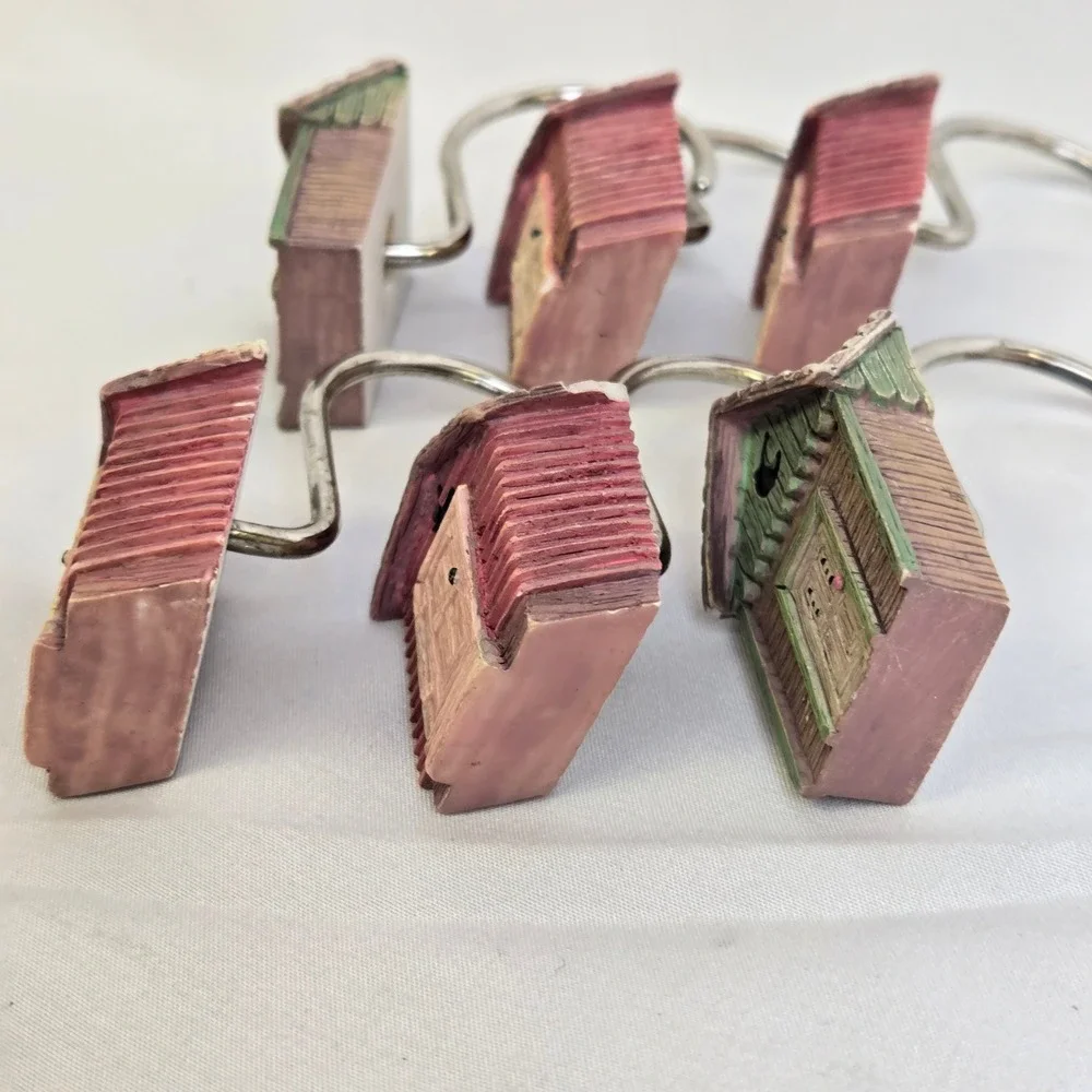 Linda Spivey Rustic Country Outhouse Shower Curtain Hooks Set of 6 Resin Metal
